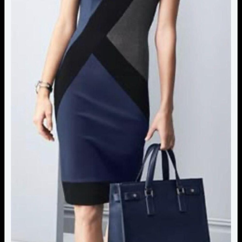 White-house-black-market Women's Navy and Blue Work-dresses